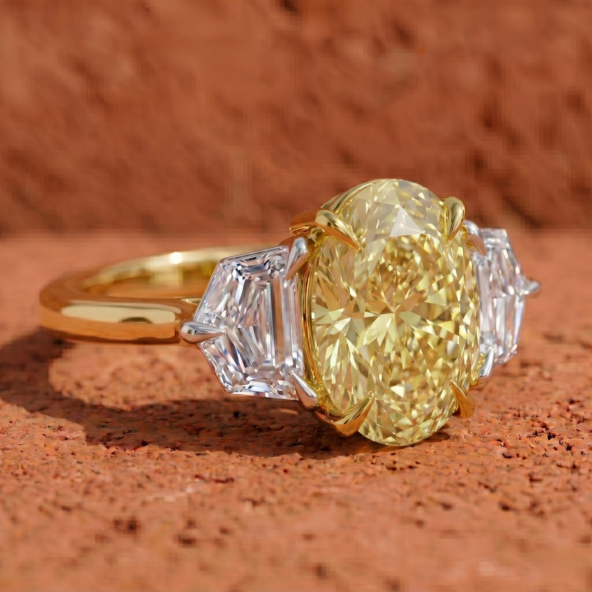 IGI Certified 2 Ct Fancy Yellow Oval Lab Grown Diamond Ring