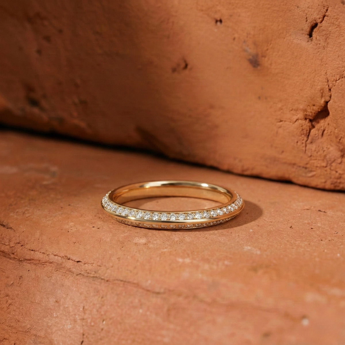 Round Cut Lab Grown Diamond Knife Edge Band For Bridal Gift