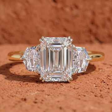 IGI 2 carat Emerald Lab Grown Diamond Engagement Ring with Side Cadillac cut