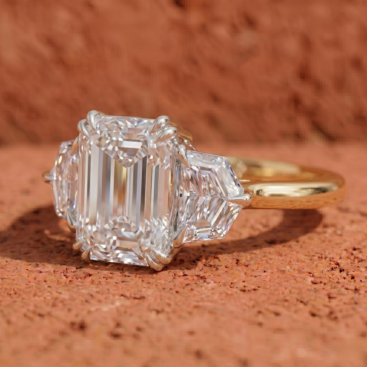 IGI 2 carat Emerald Lab Grown Diamond Engagement Ring with Side Cadillac cut