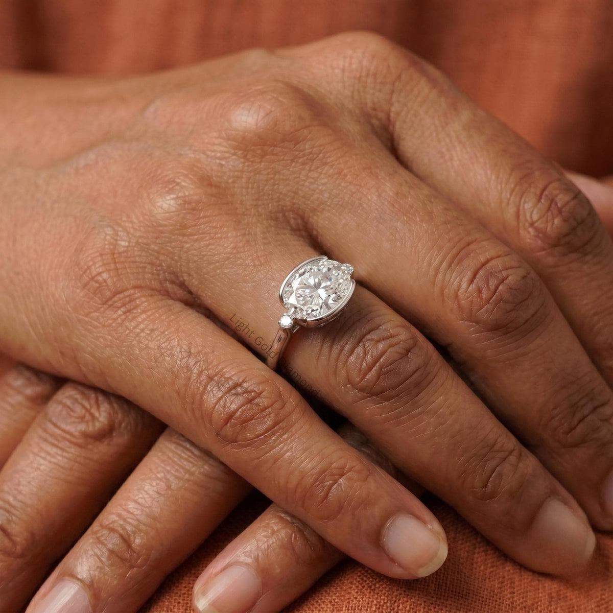 Oval Cut East West Lab Grown Diamond Ring