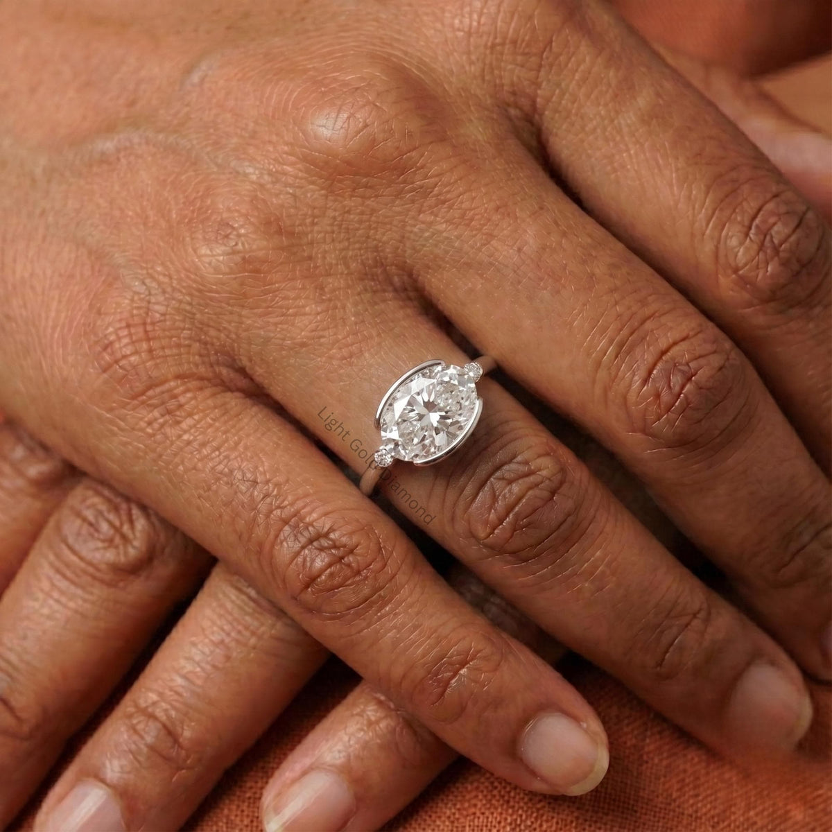 Oval Cut East West Lab Grown Diamond Ring