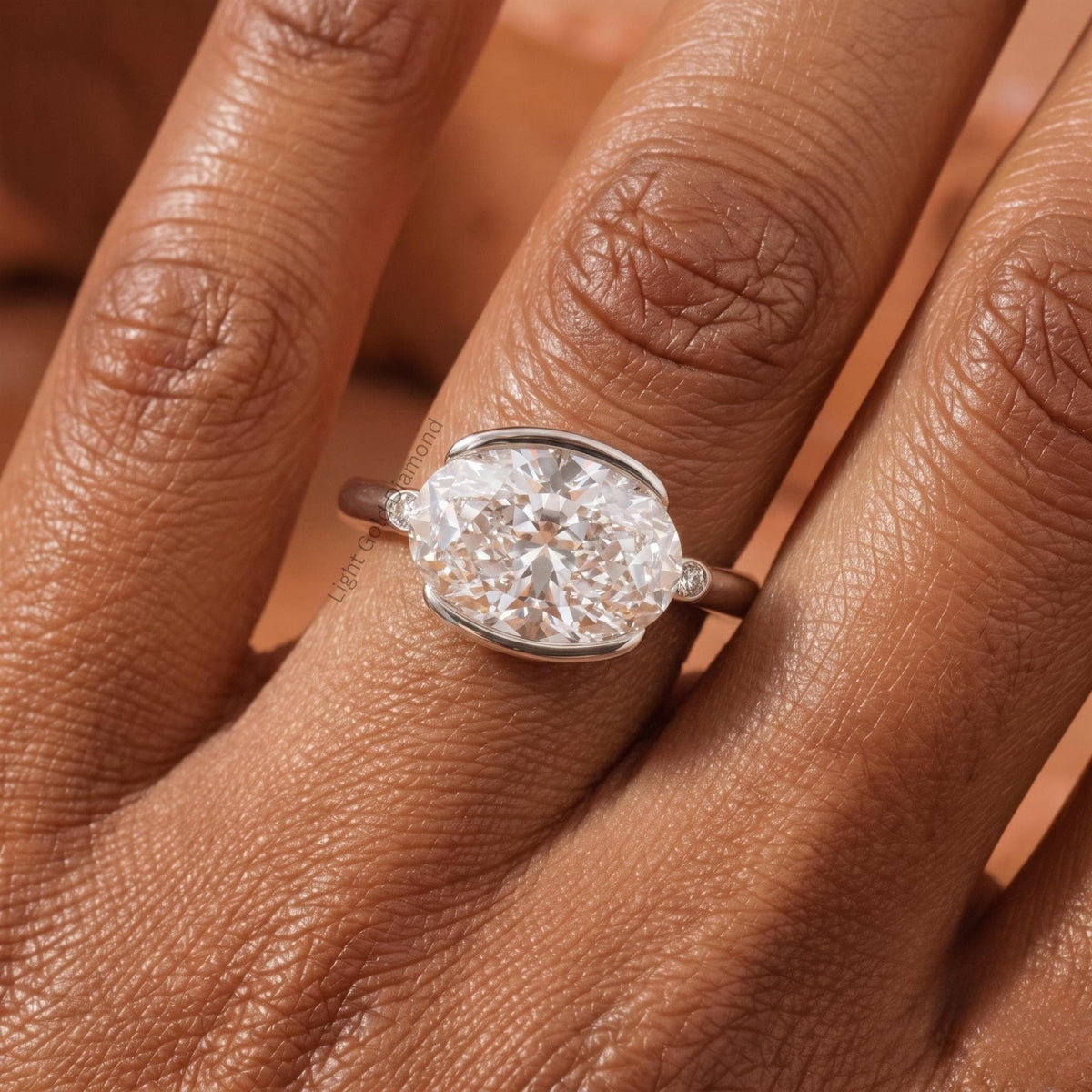 Oval Cut East West Lab Grown Diamond Ring