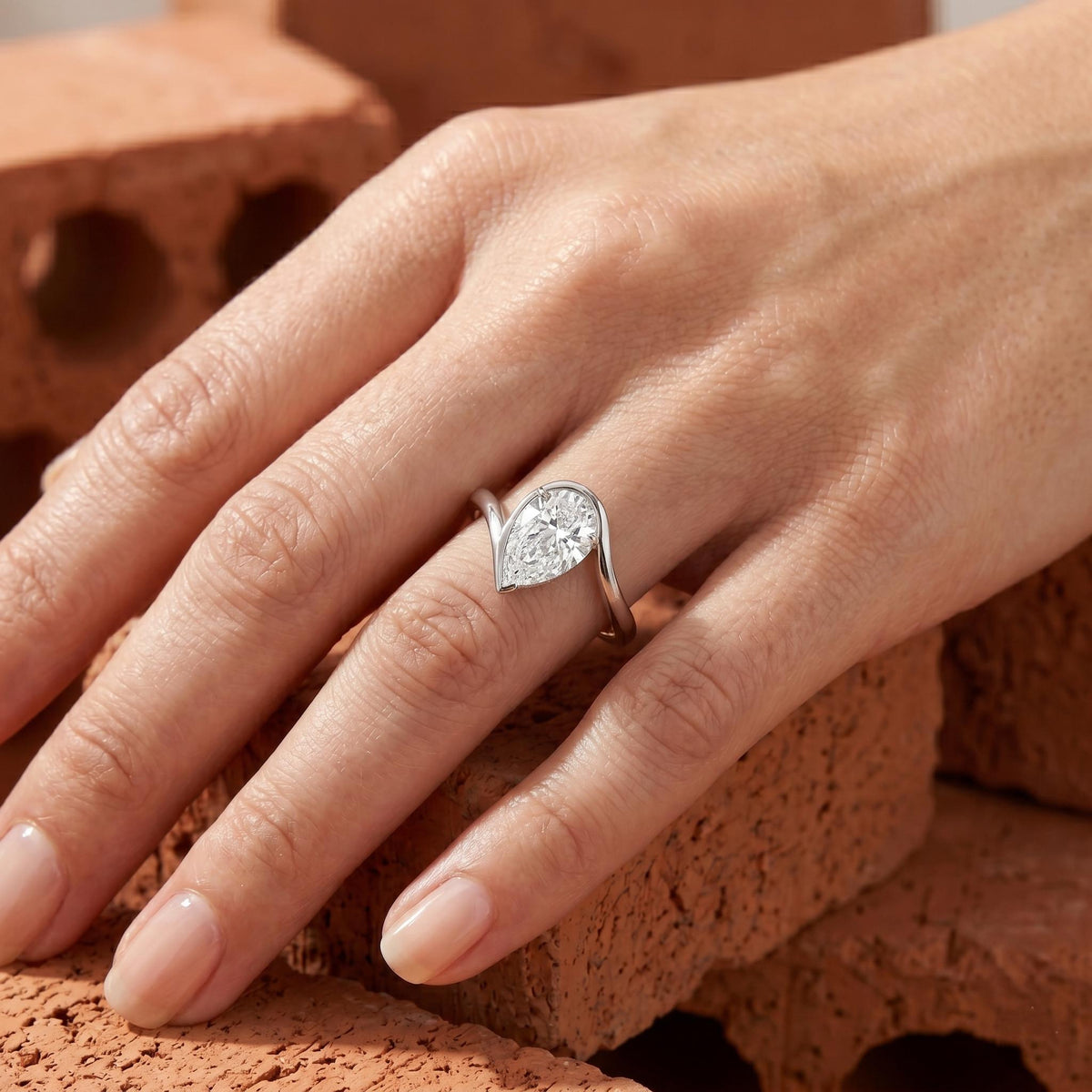 IGI Certified Lab Grown Pear Diamond Unique Engagement Ring