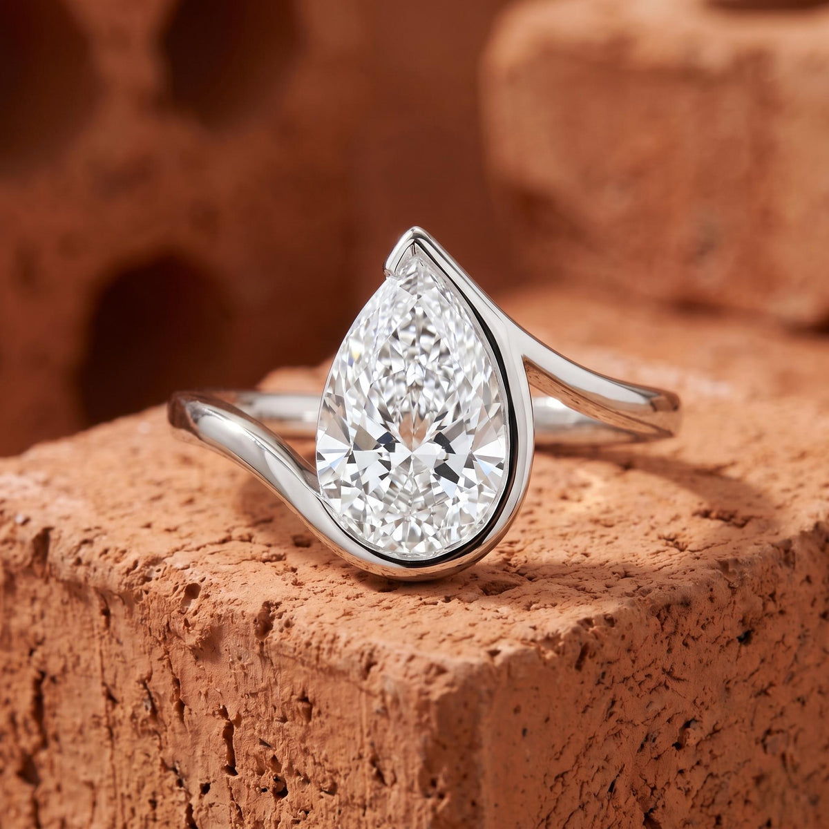 IGI Certified Lab Grown Pear Diamond Unique Engagement Ring