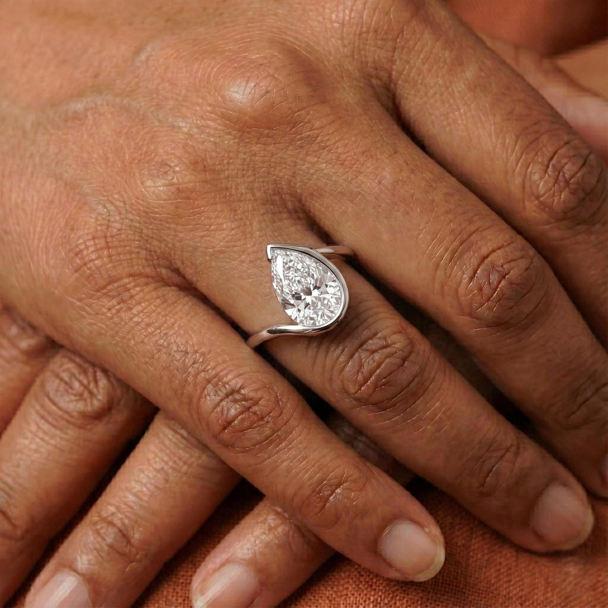 IGI Certified Lab Grown Pear Diamond Unique Engagement Ring