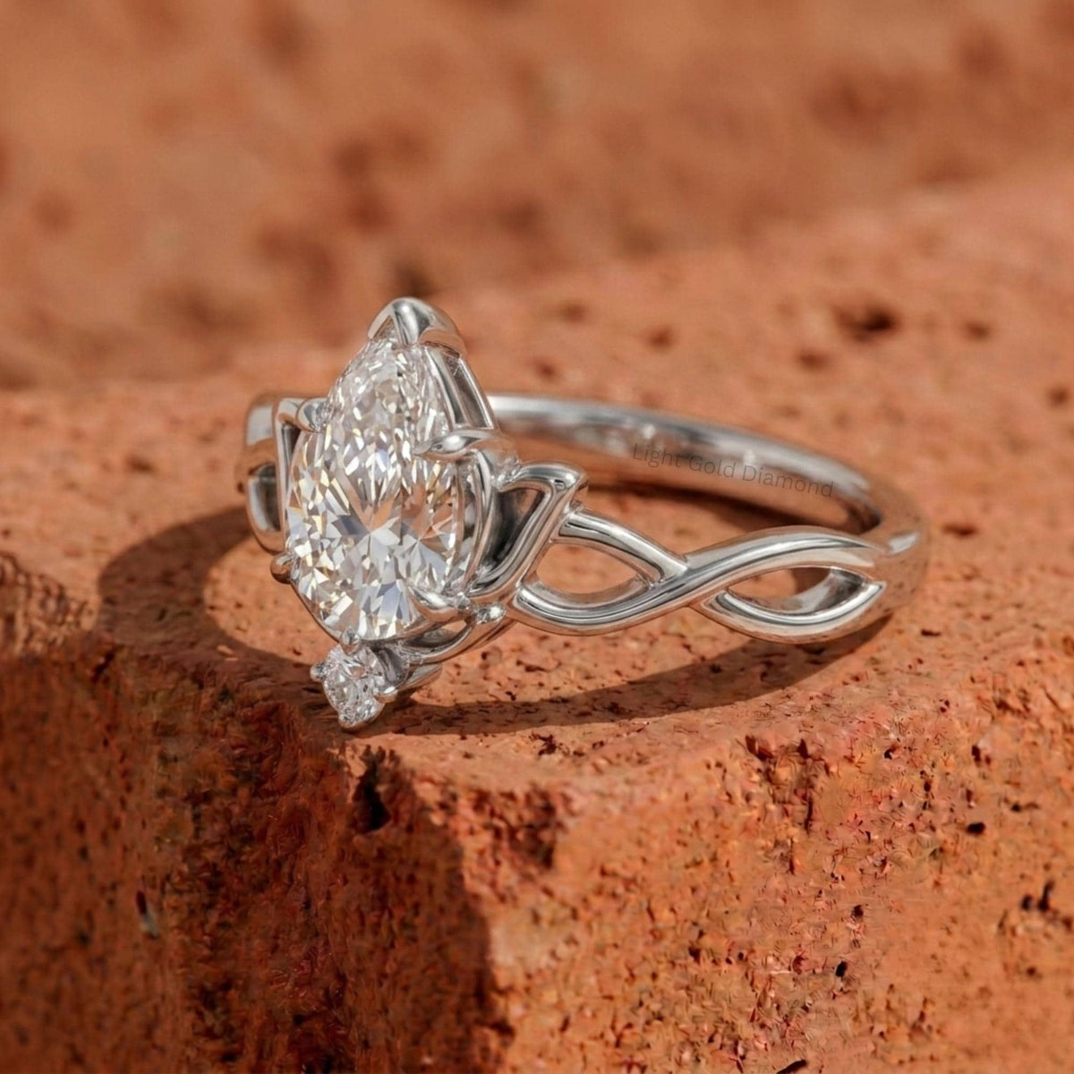 Pear Diamond Engagement Ring Side View 