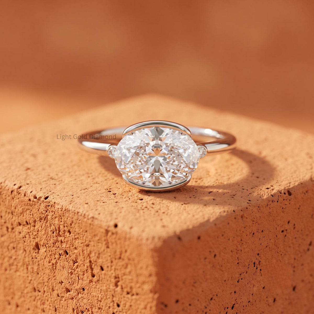 Oval Cut East West Lab Grown Diamond Ring