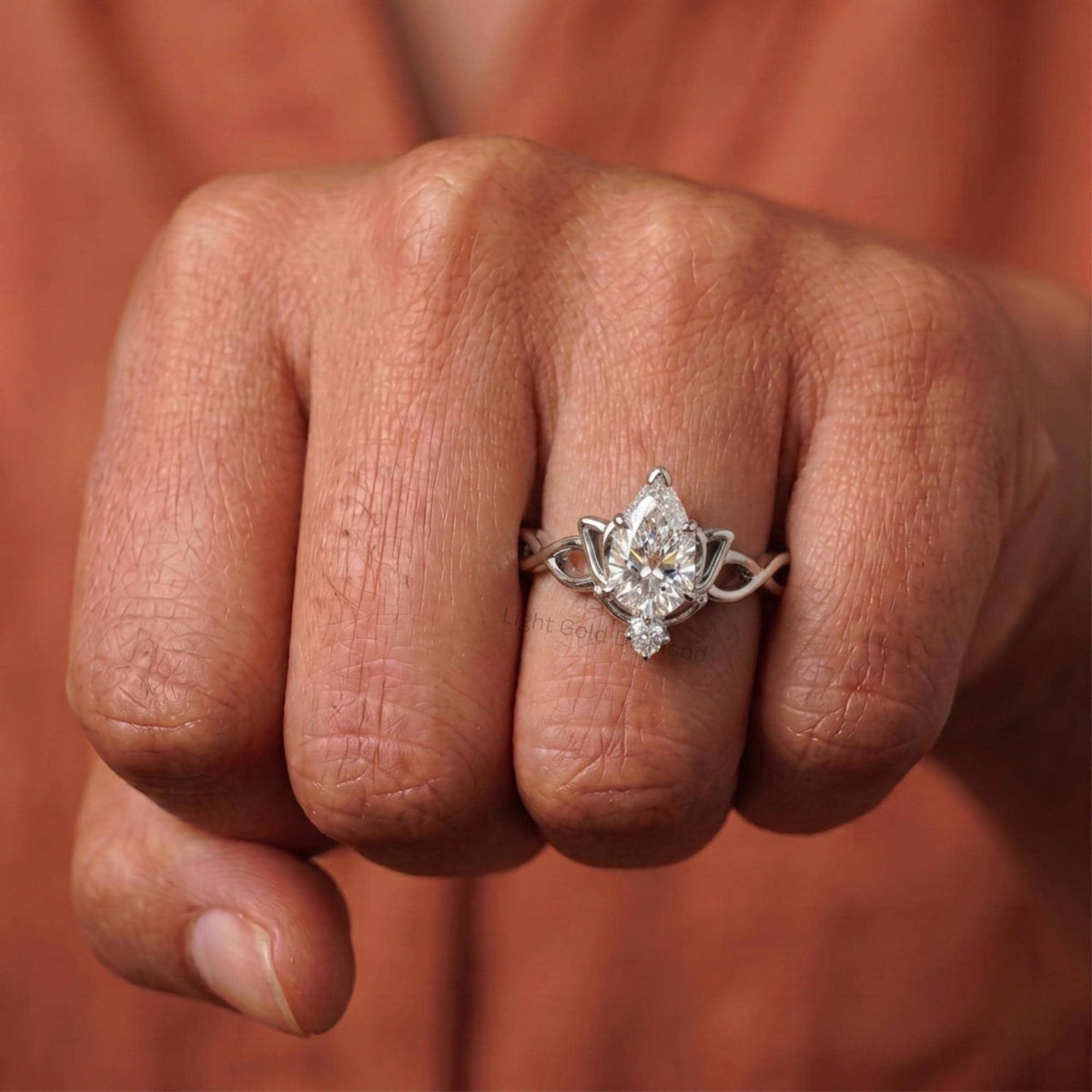  Pear Diamond Engagement Ring Front Side 