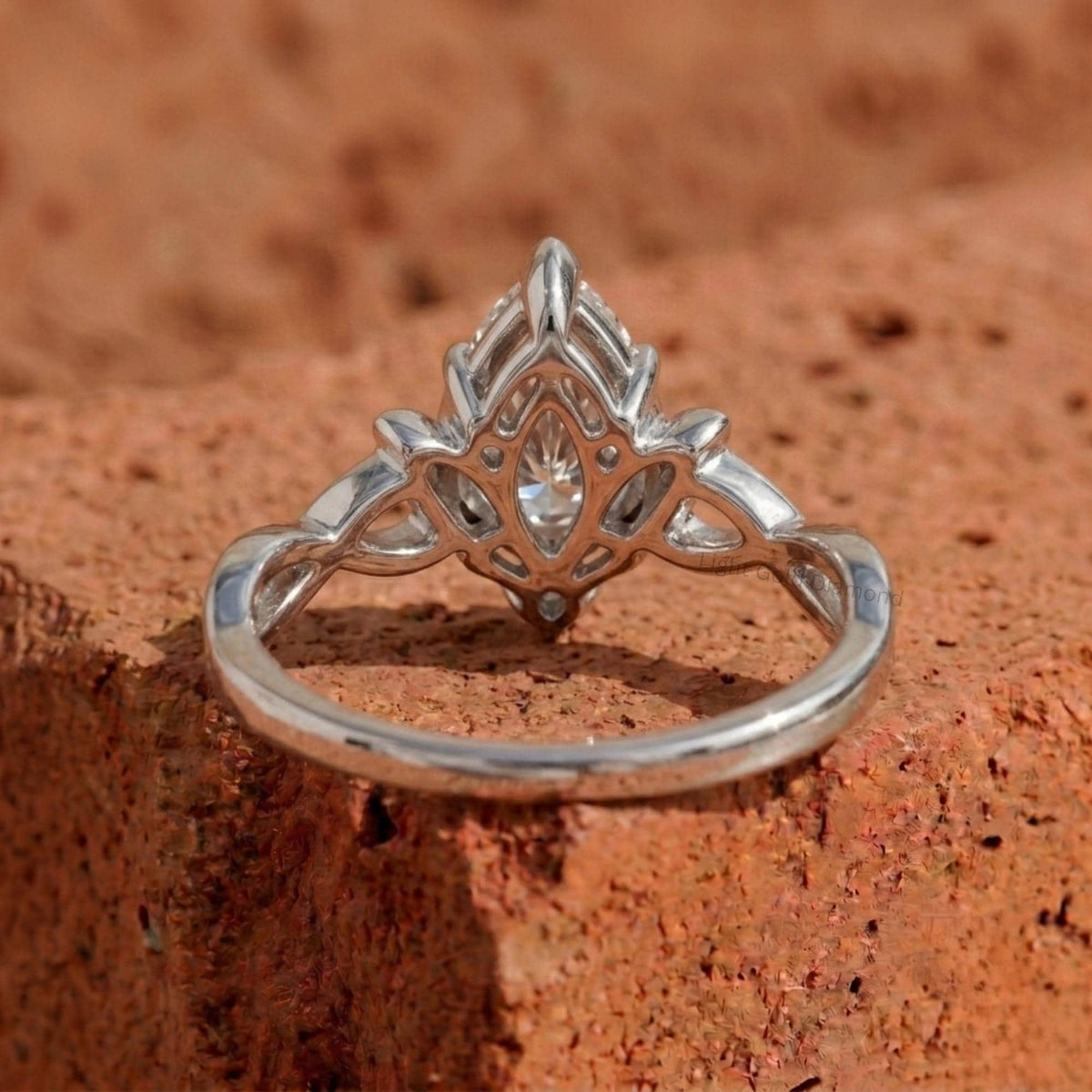 Pear Diamond Engagement Ring  Back Side 