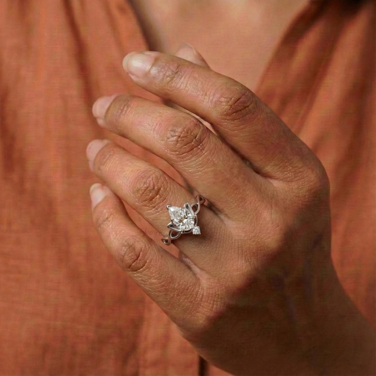 IGI Pear Diamond Engagement Ring