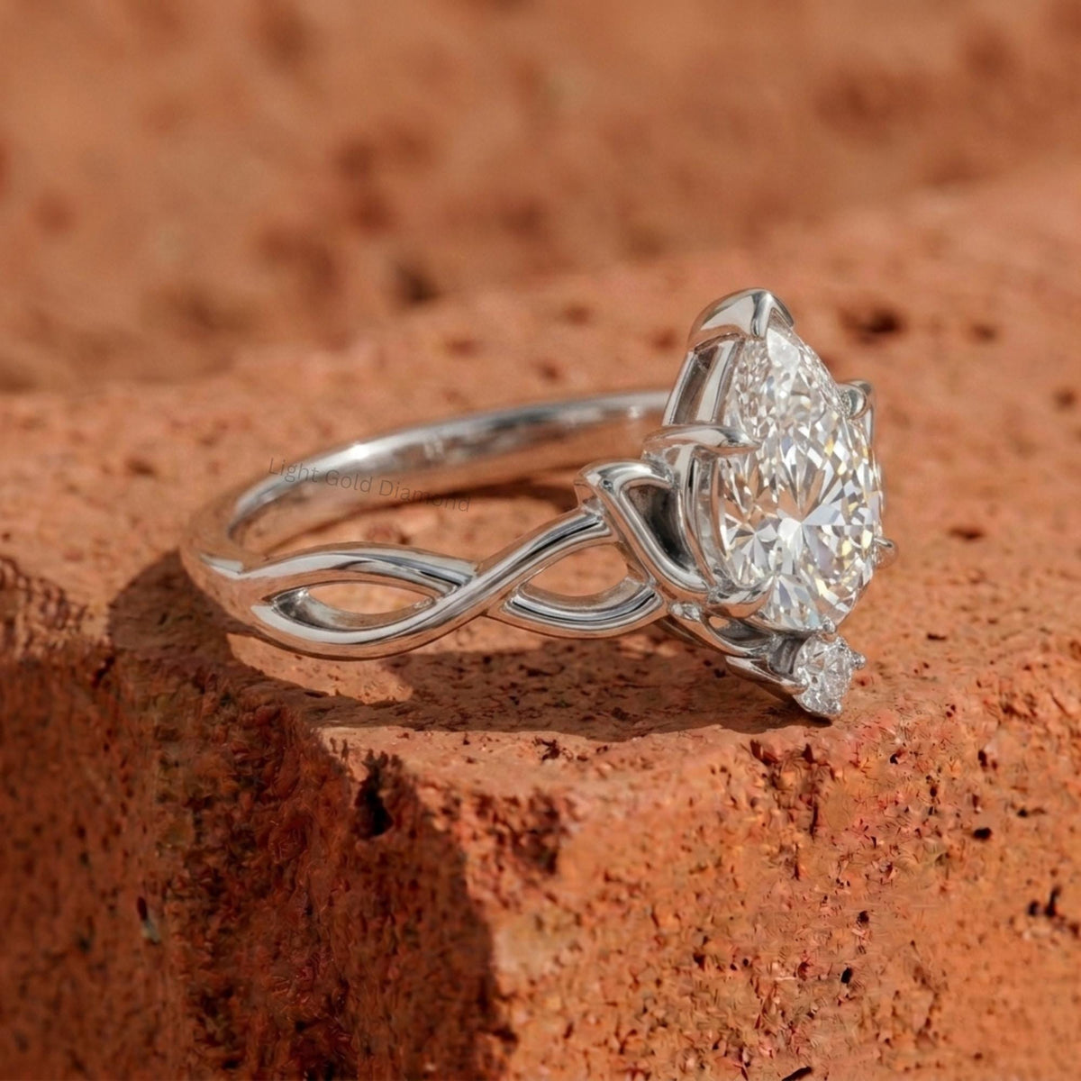 Pear Diamond Engagement Ring Laft side View 