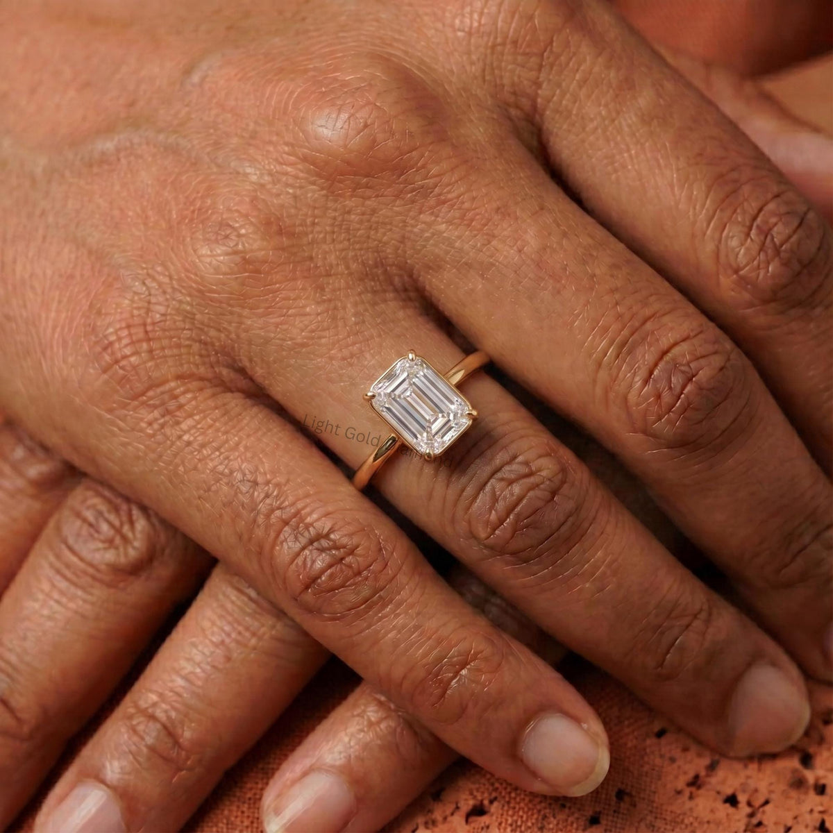 1-3 Carat Emerald Cut Lab Grown Diamond Engagement Ring in Yellow Gold-7