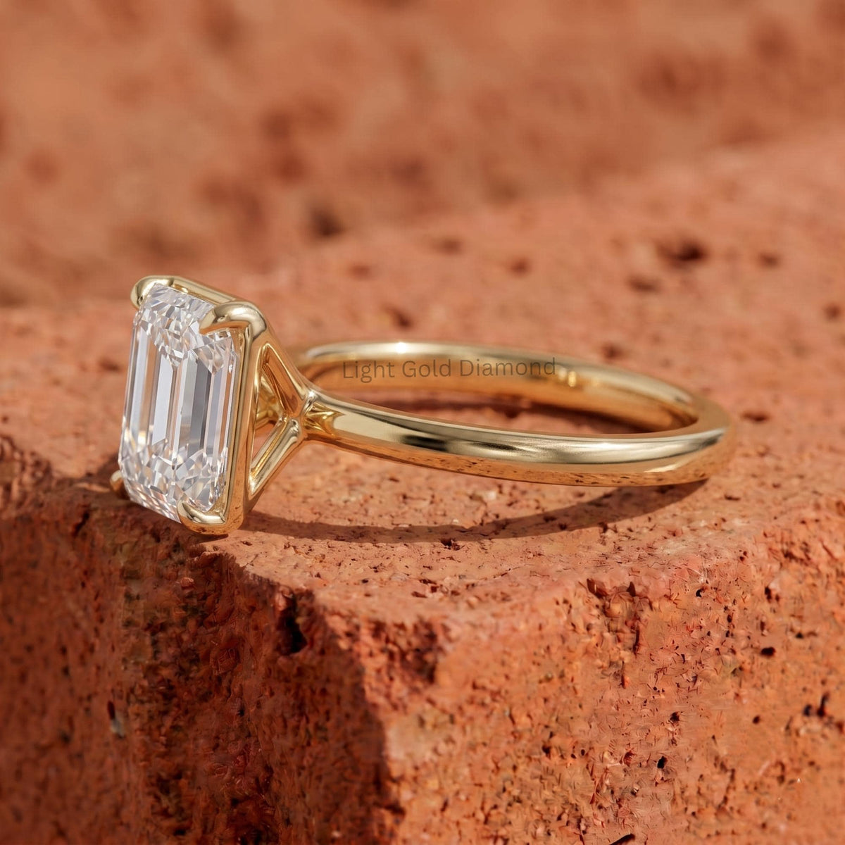 1-3 Carat Emerald Cut Lab Grown Diamond Engagement Ring in Yellow Gold-6