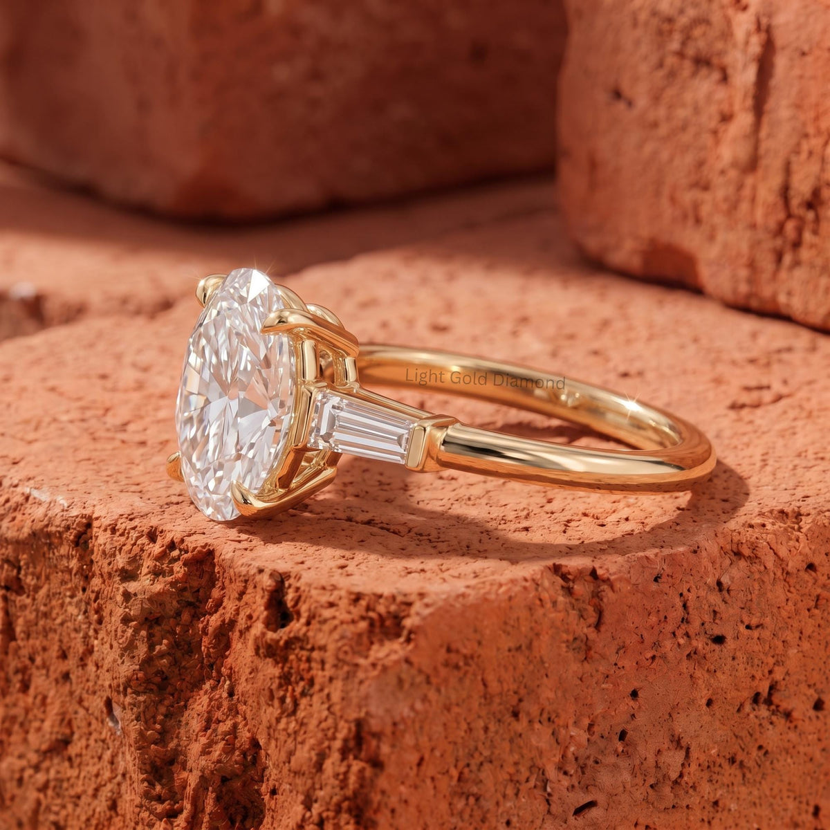 IGI Certified Lab Grown Oval Diamond Three Stone Ring