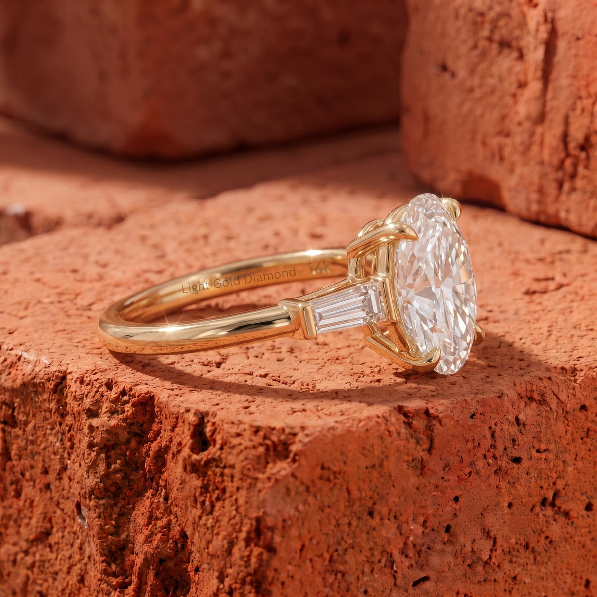 IGI Certified Lab Grown Oval Diamond Three Stone Ring