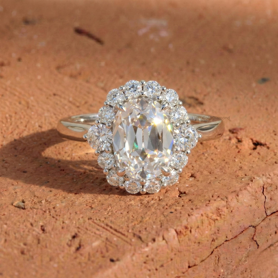 Old Mine Cushion Cut Lab Grown Diamond Halo Ring