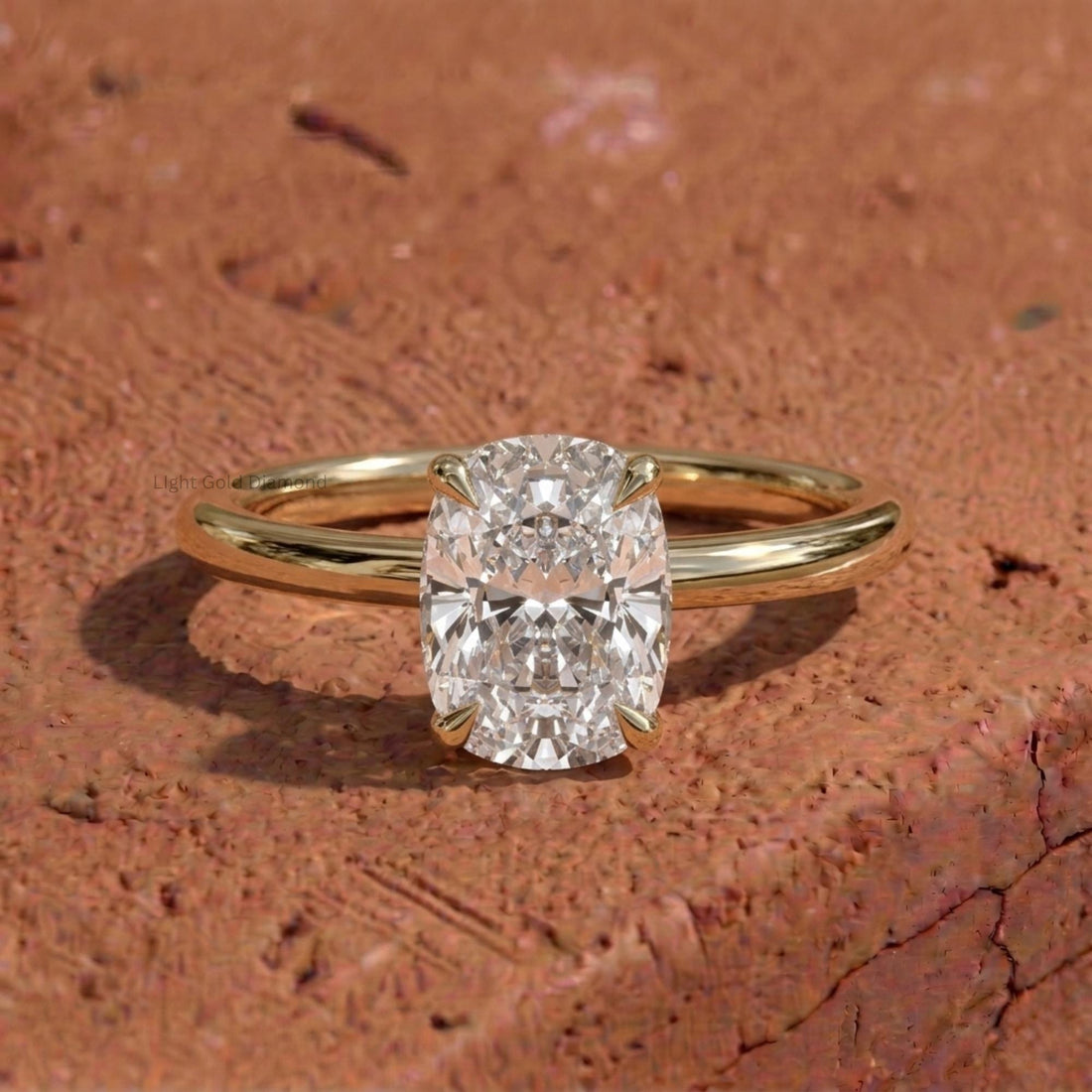 Lab Grown Elongated Cushion Diamond Engagement Ring