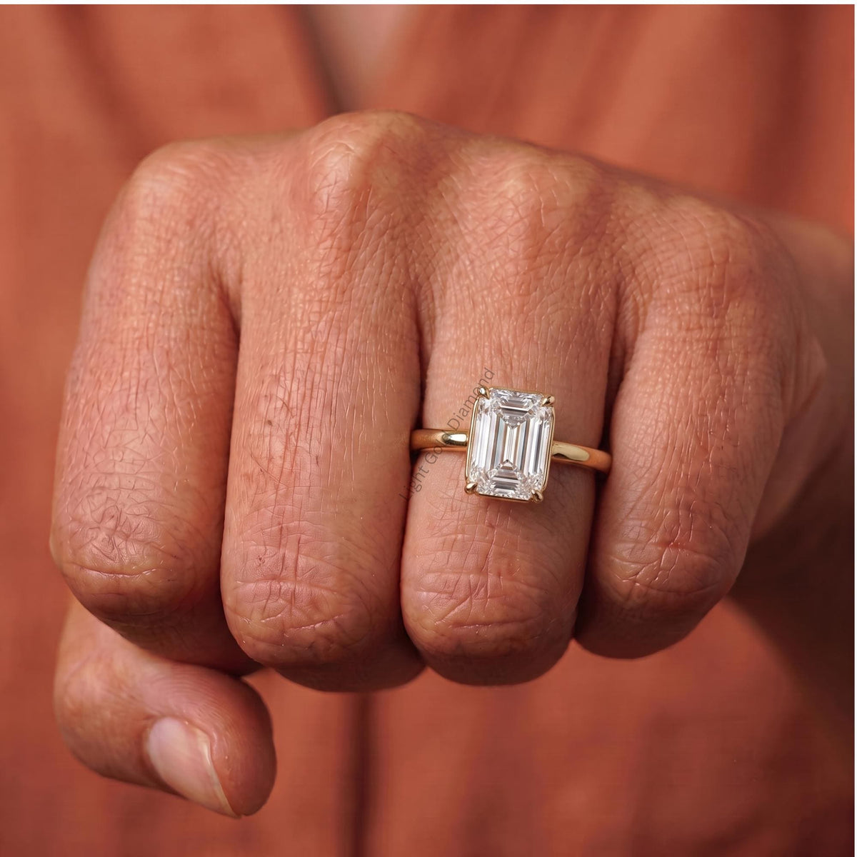 1-3 Carat Emerald Cut Lab Grown Diamond Engagement Ring in Yellow Gold-5