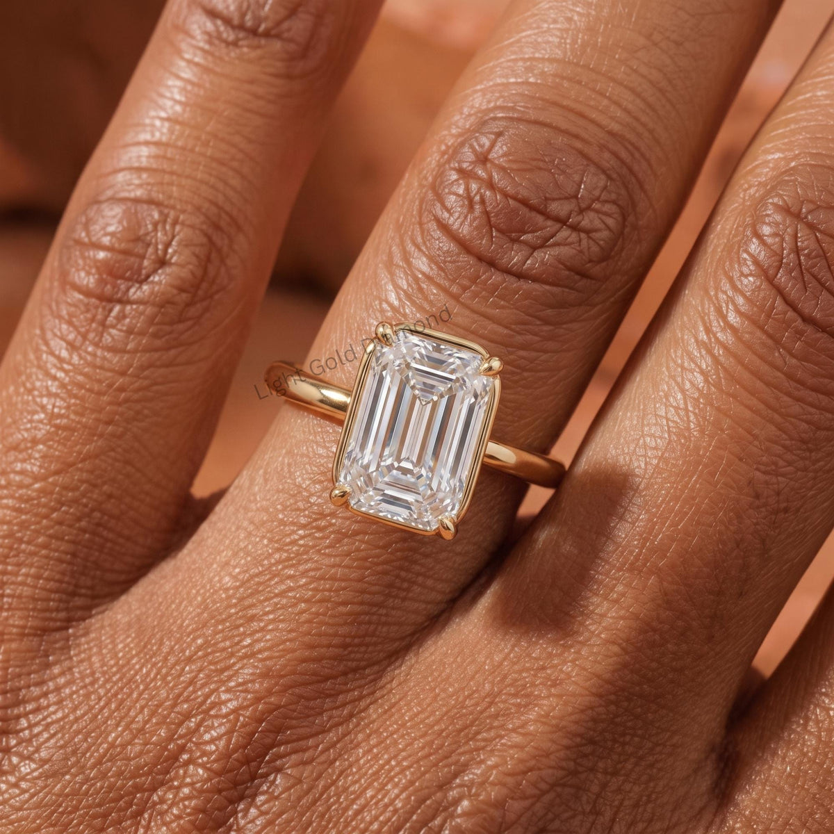 1-3 Carat Emerald Cut Lab Grown Diamond Engagement Ring in Yellow Gold-1
