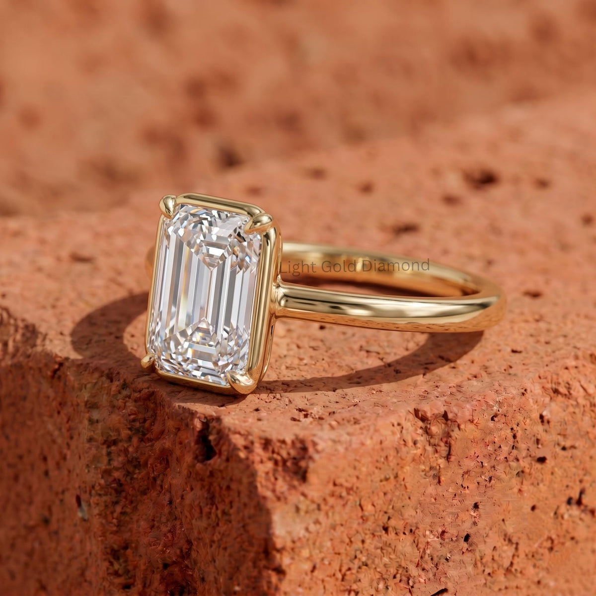1-3 Carat Emerald Cut Lab Grown Diamond Engagement Ring in Yellow Gold-2 