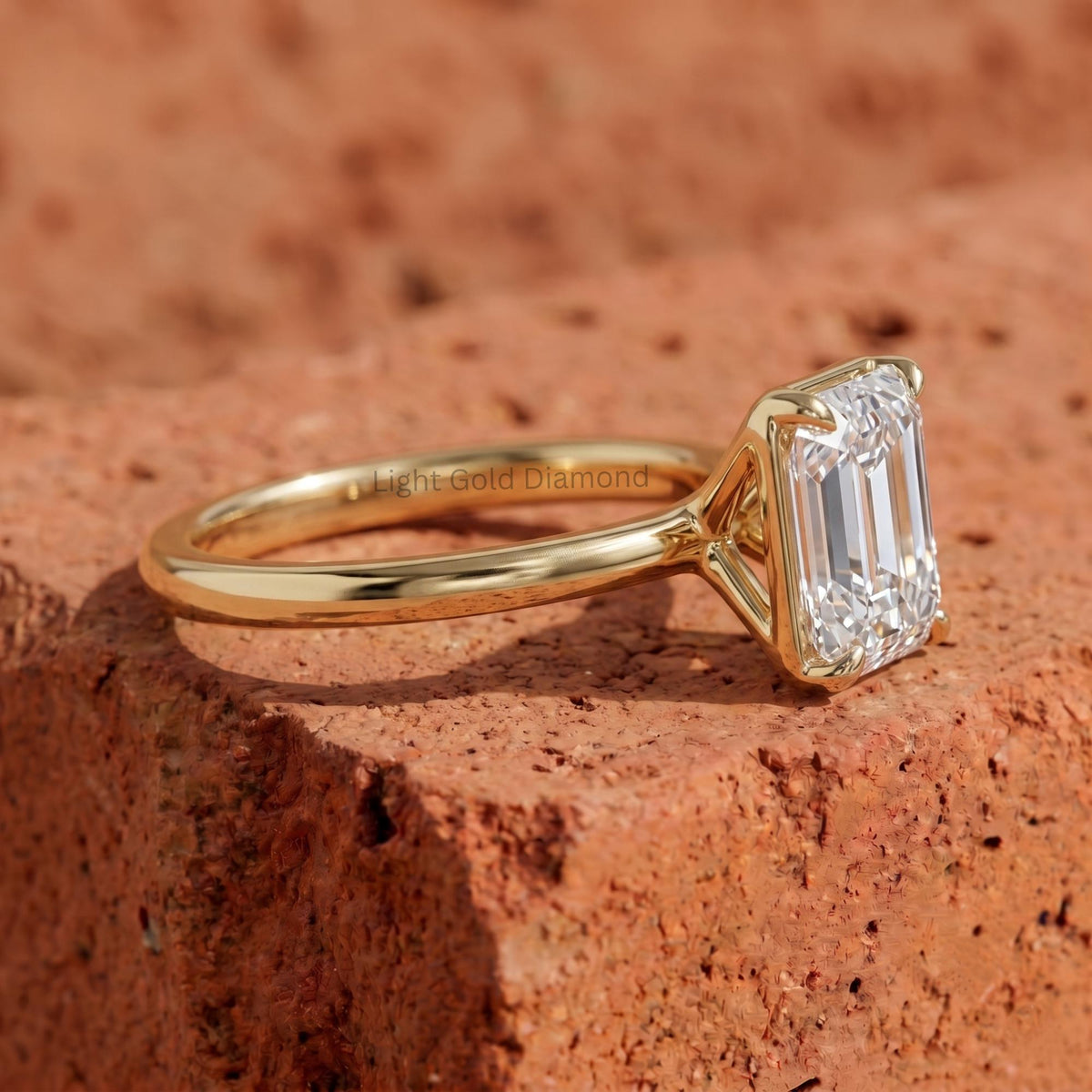 1-3 Carat Emerald Cut Lab Grown Diamond Engagement Ring in Yellow Gold-4