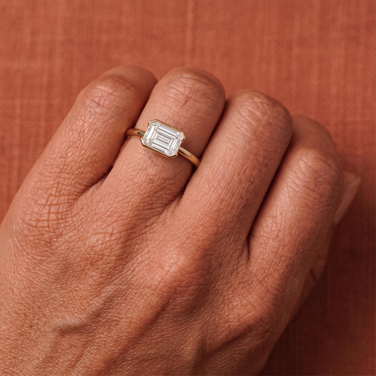 1.00 TO 3.00 CT Emerald Diamond East West Solitaire Ring