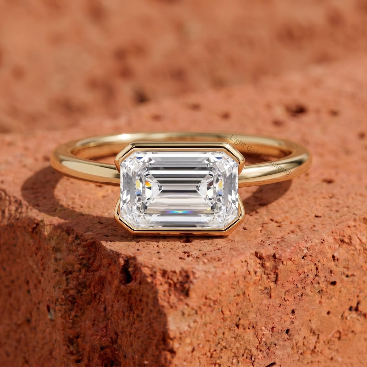 1.00 TO 3.00 CT Emerald Diamond East West Solitaire Ring